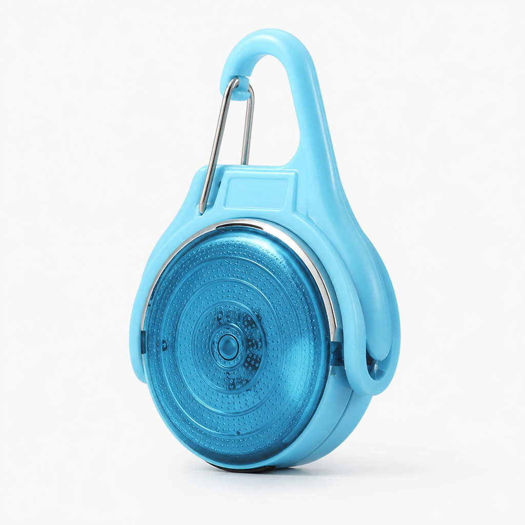 METRO200 blue clip-on LED dog walking light angled product view