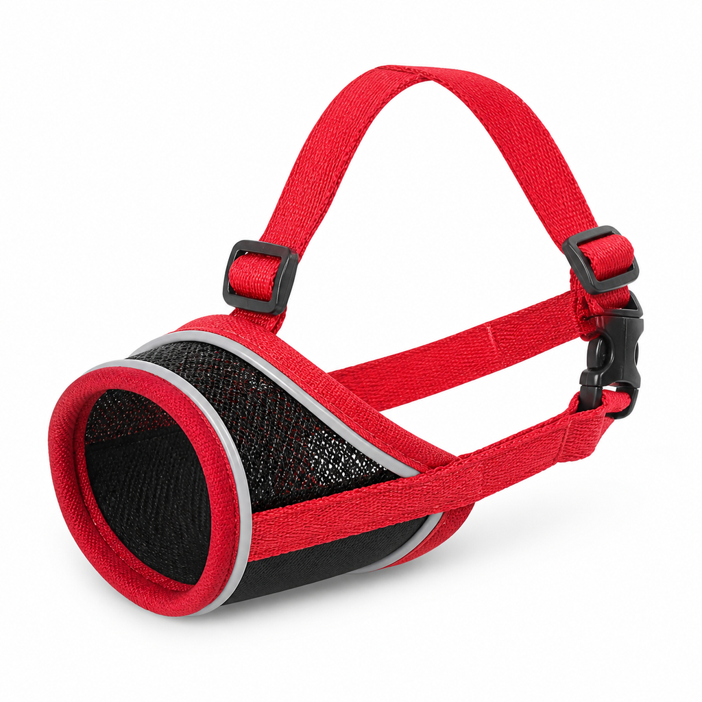 Terramyc red and black reflective dog muzzle product view