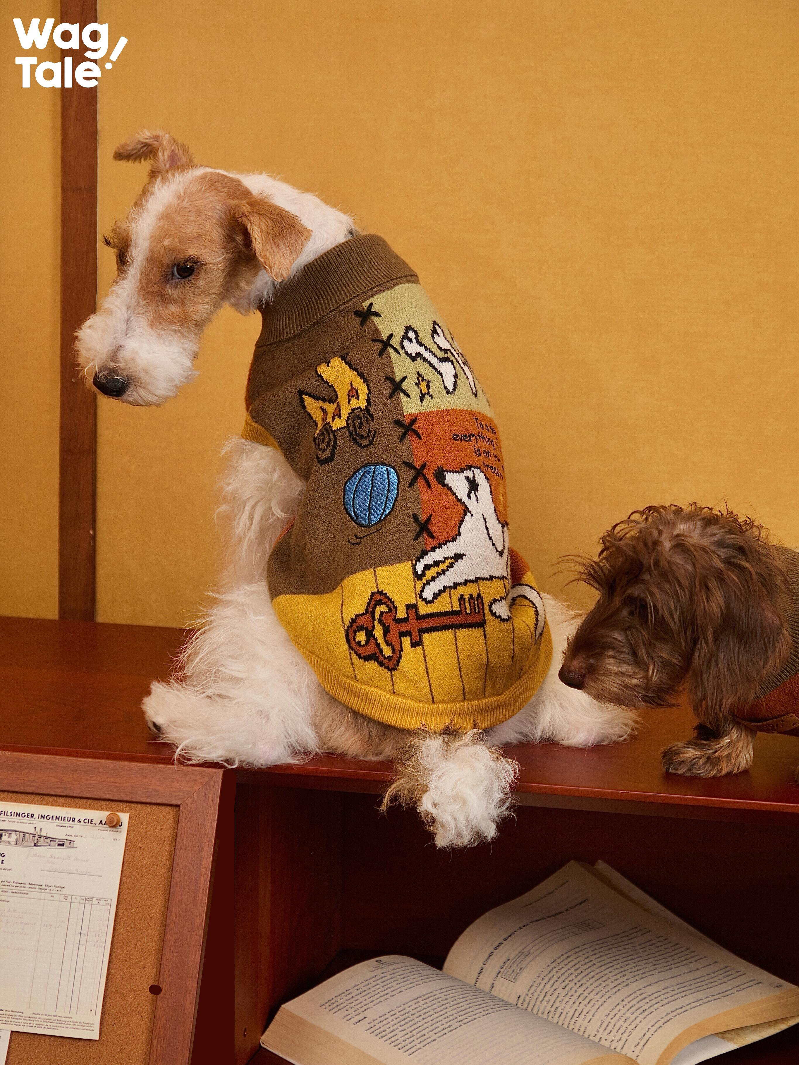 Embroidered High Neck Dog Sweater
