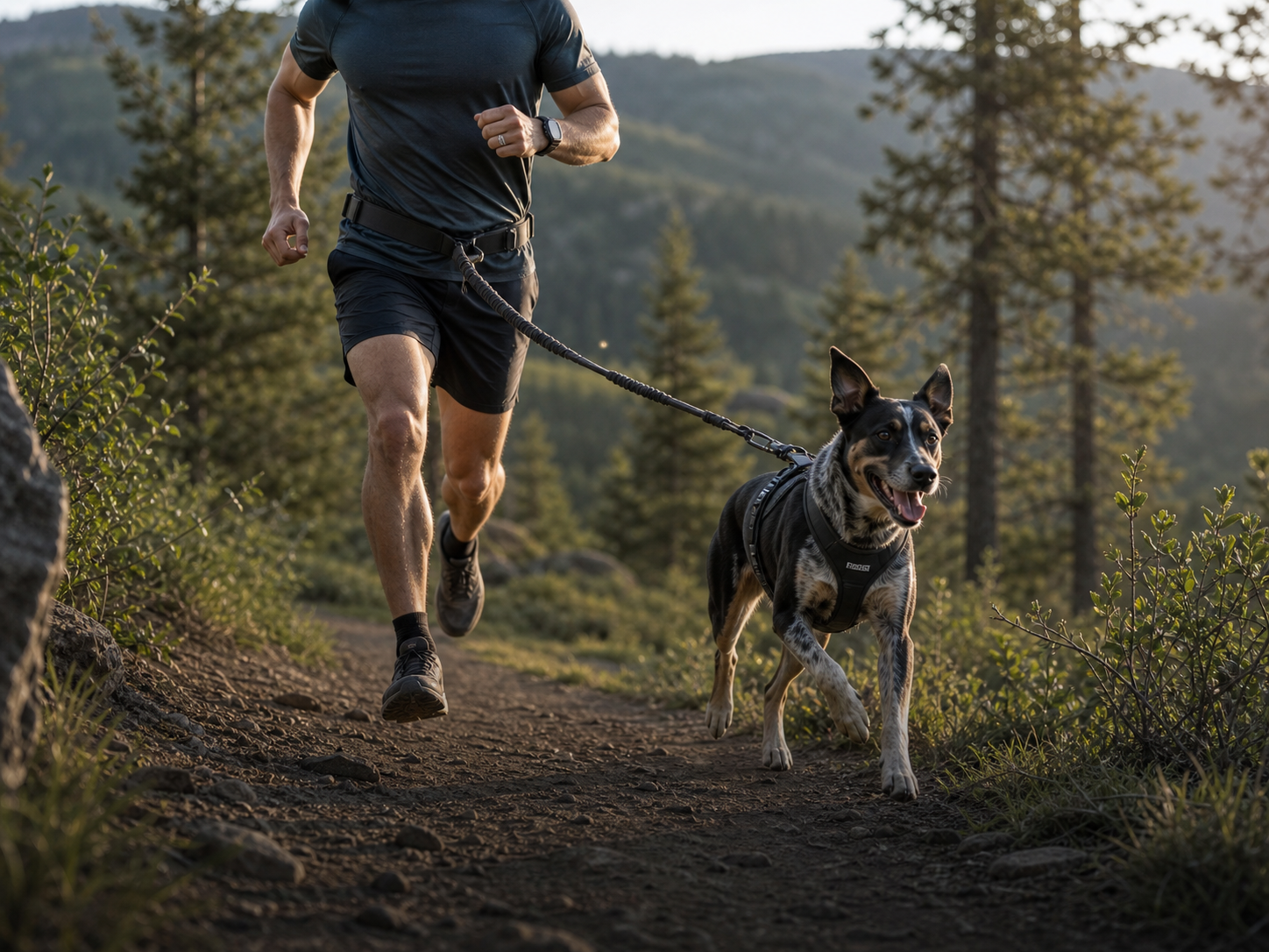 Dog trail running with lightweight outdoor pet gear
